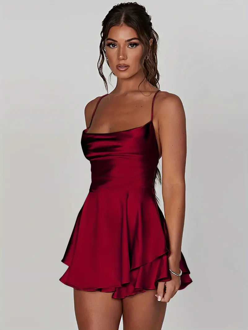 Elegant Lace-Up Satin Mini