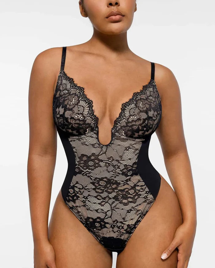 Vaelie Lace Plunge Bodysuit