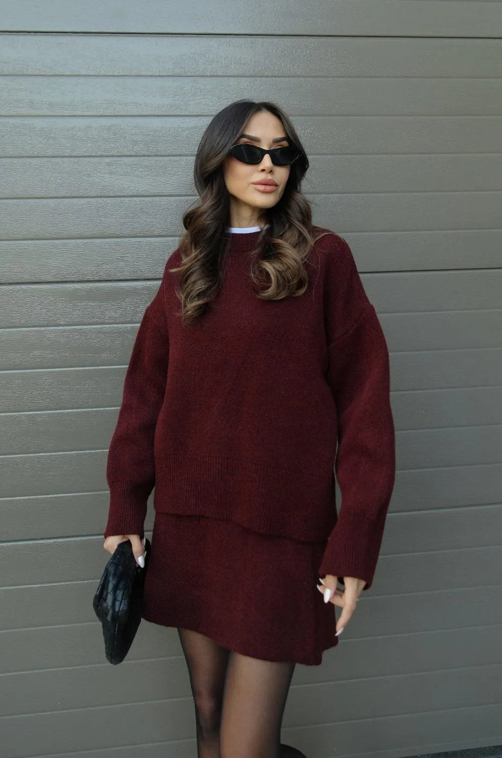 Elegant Knitwear Dress Ensemble Set