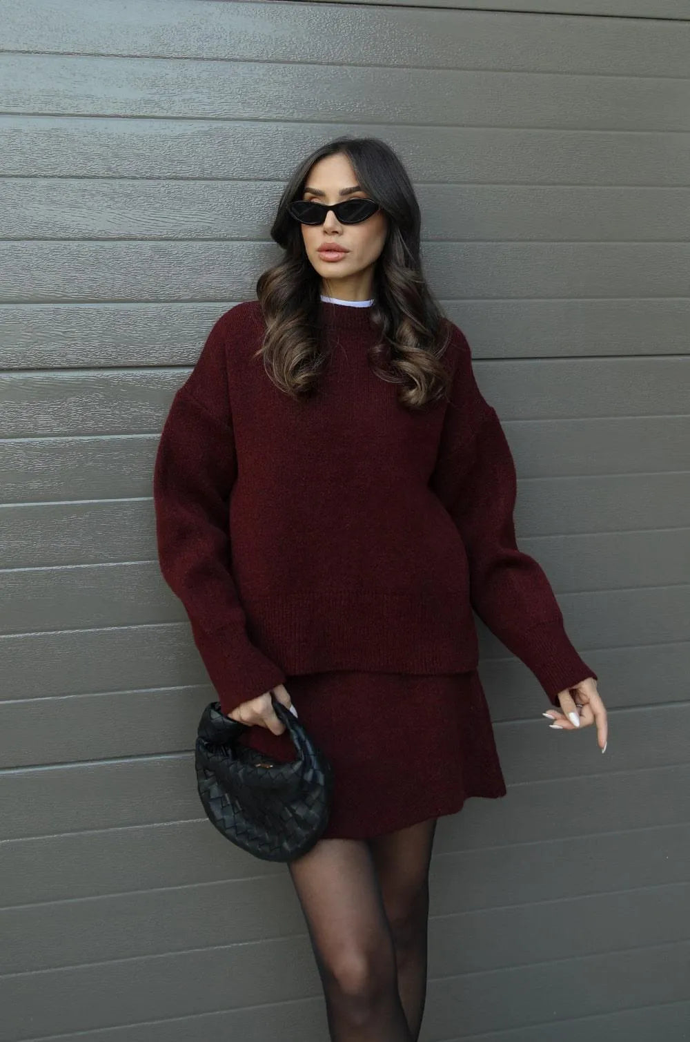 Elegant Knitwear Dress Ensemble Set